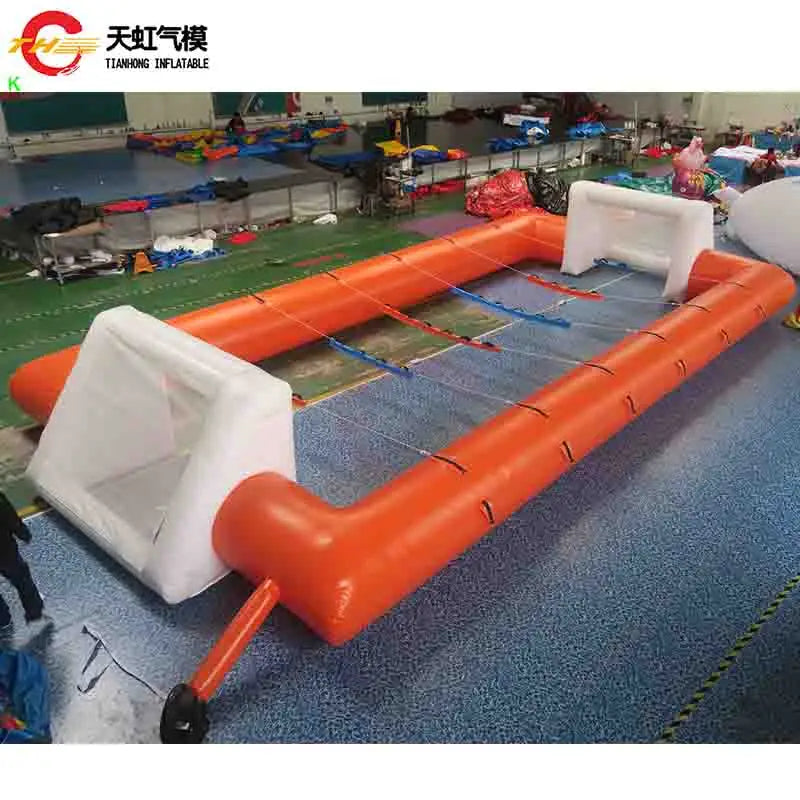 Vue aérienne terrain foot gonflable 12x6m avec obstacles
