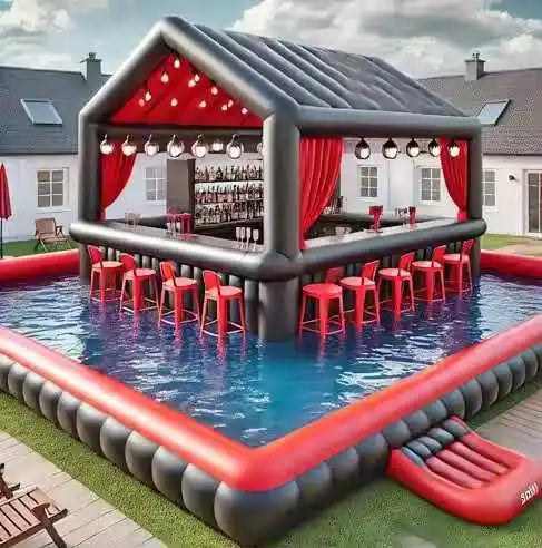 Bar gonflable piscine vue de dessus