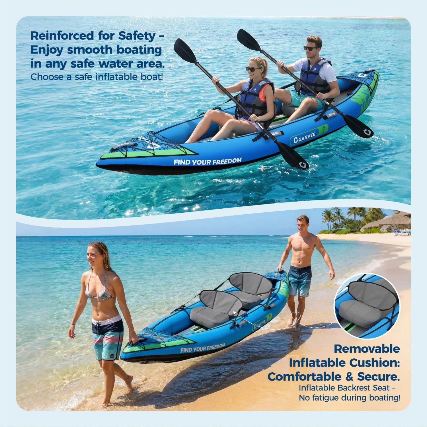 Bateau Gonflable Kayak Confort Duo - en situation d'utilisation