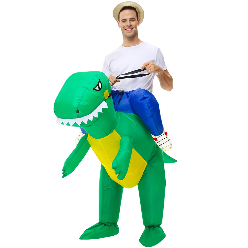 Famille en costumes gonflables dinosaure