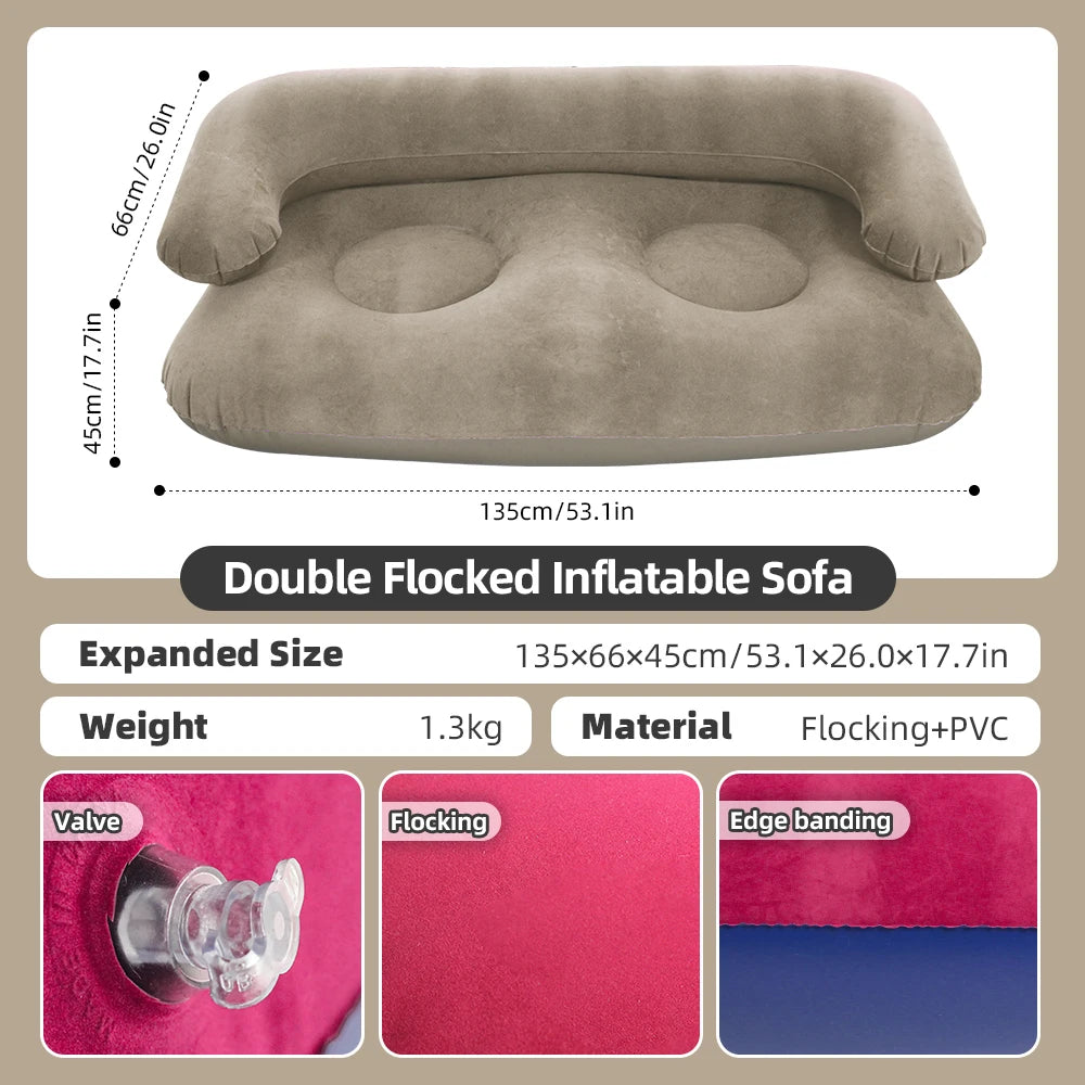 Mobilier gonflable double place anti-fuite style minimaliste