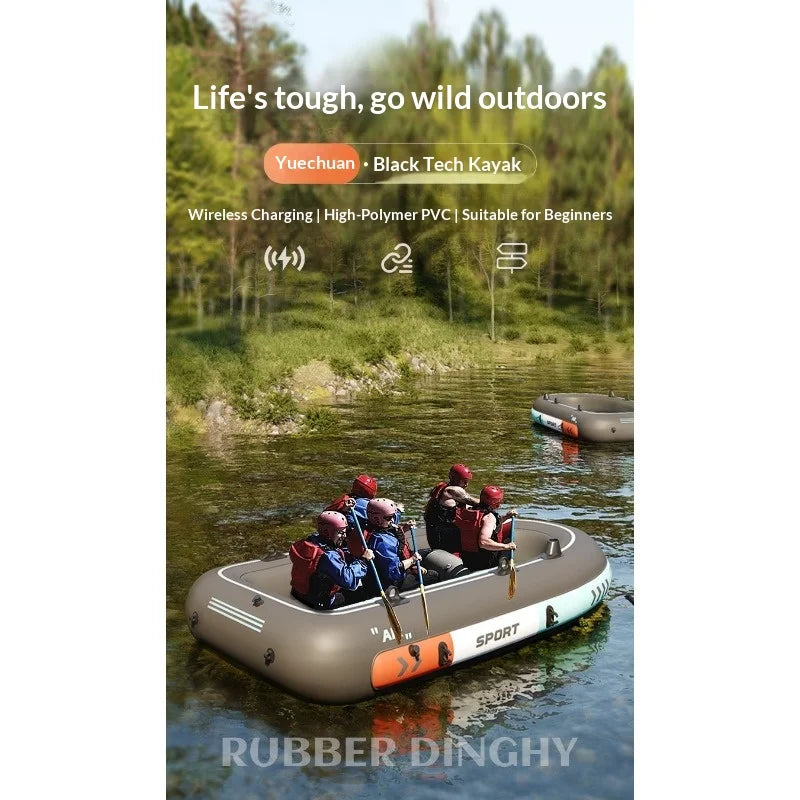 Bateau gonflable pour deux pêcheurs en rivière