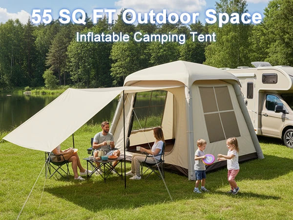 Intérieur de la tente gonflable pour 4 à 5 personnes