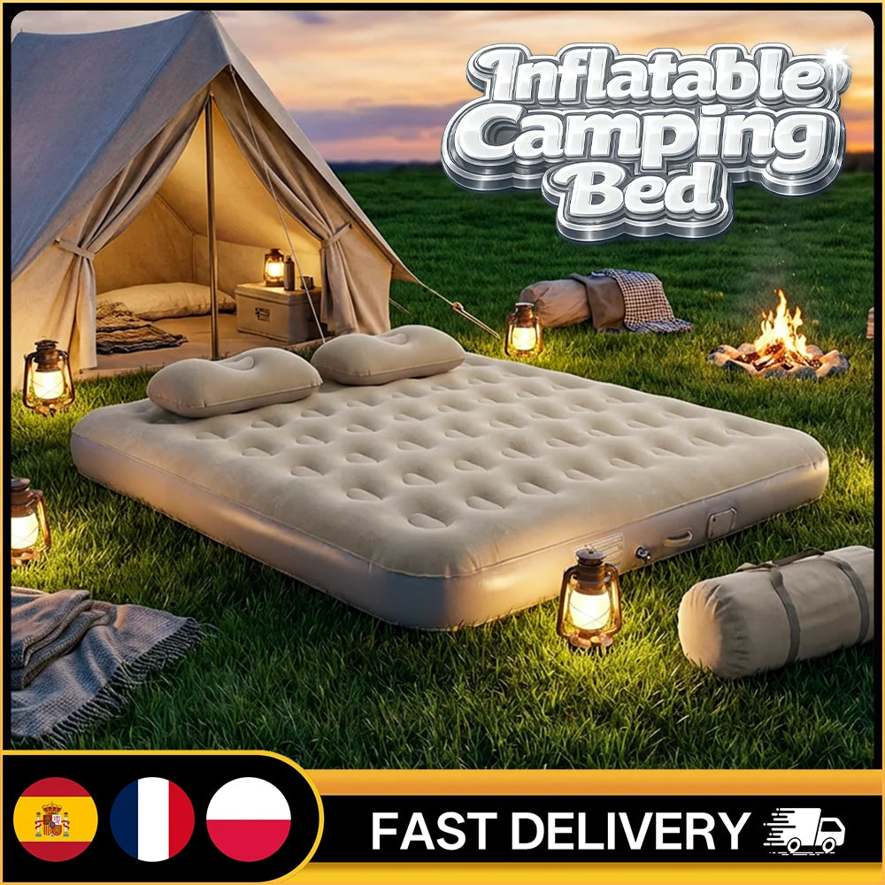 Matelas gonflable camping pompe intégrée 5 minutes gonflag automatique