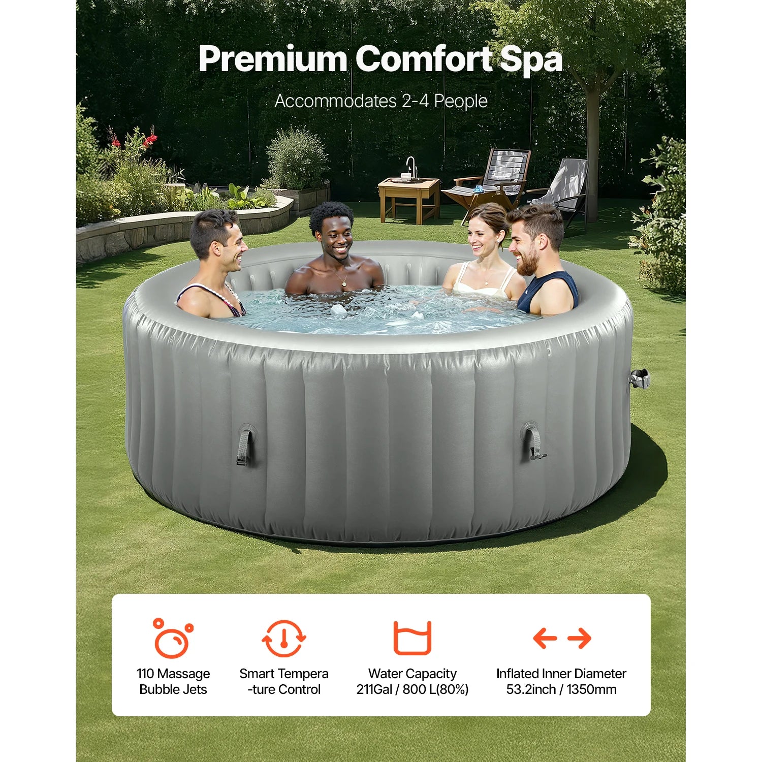 Spa gonflable extérieur portable avec jets à bulles