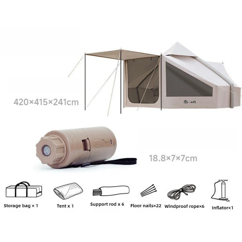 Tente gonflable cabine kaki adaptée au camping en famille