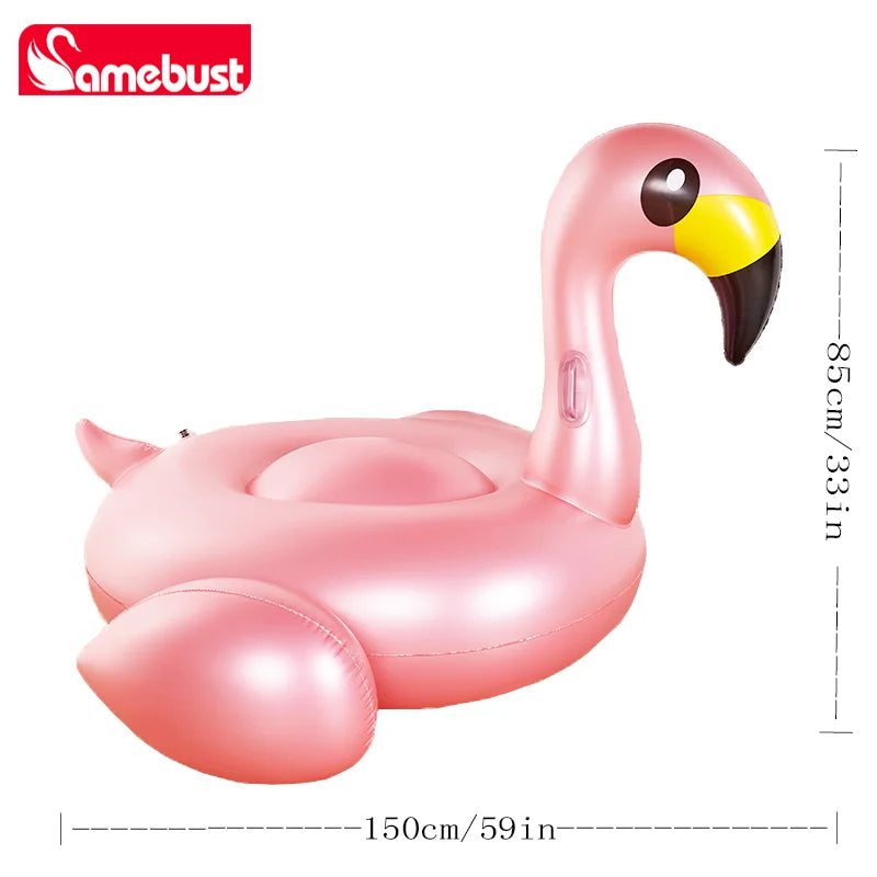 Bouée gonflable flamant rose deux tailles comparatif
