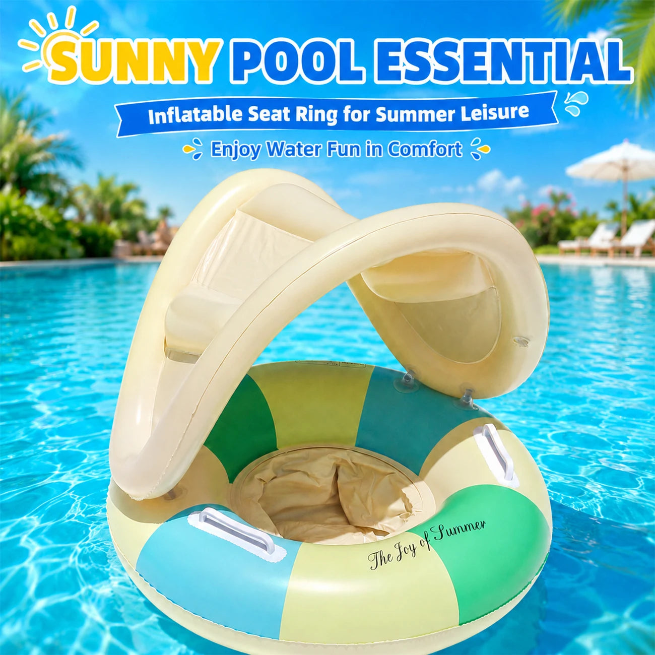 Flotteur gonflable vert auvent piscine vue principale