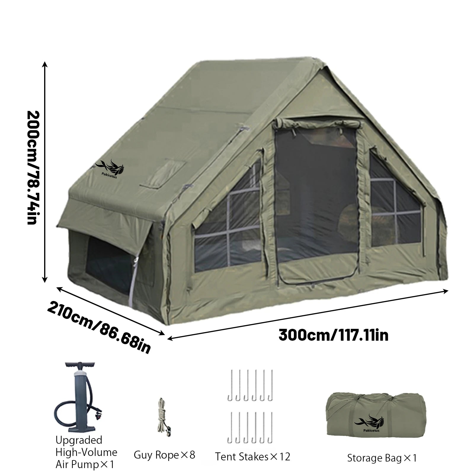 Tente gonflable verte pour camping familial