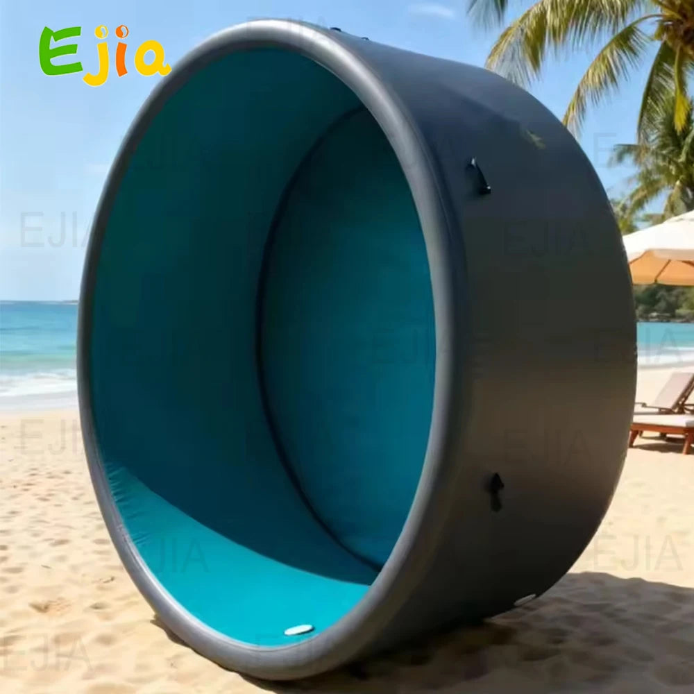 Piscine gonflable ronde 3,7 m installée dans un jardin