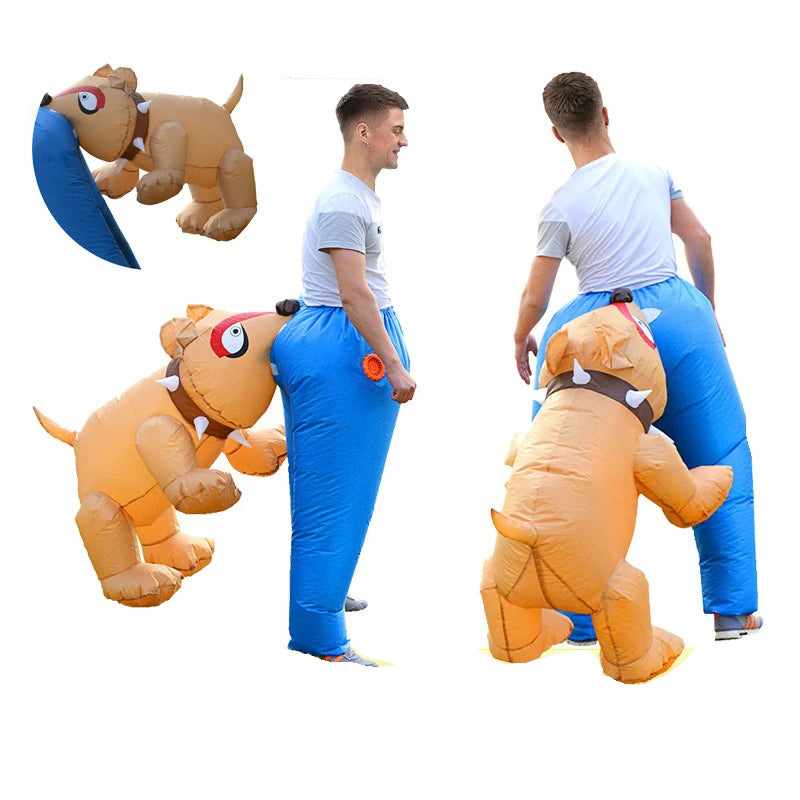 Costume gonflable chien Halloween porté lors d'une fête costumée