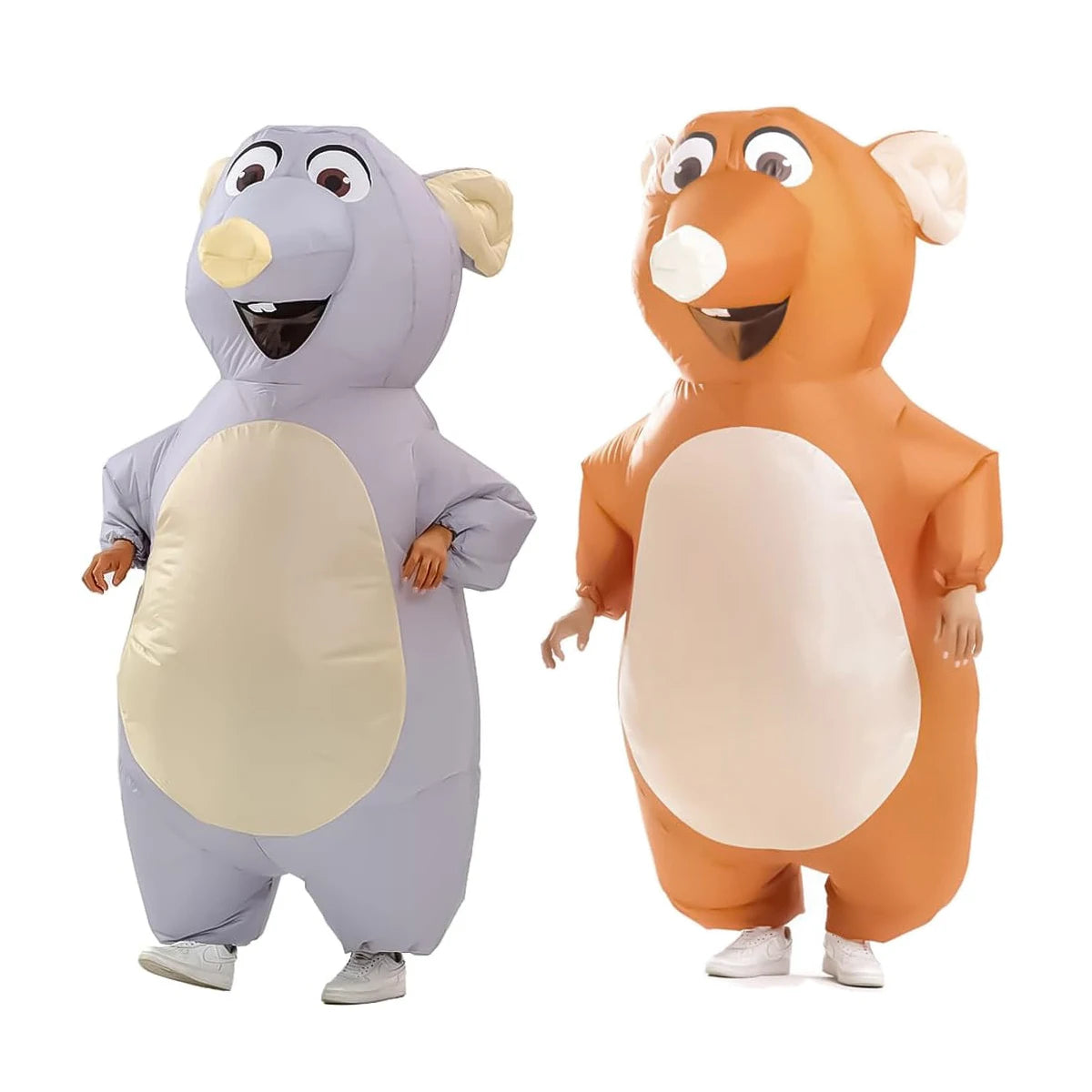 Costume gonflable souris orange adulte de face