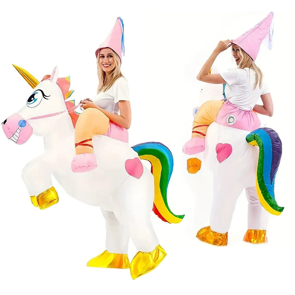 Costume gonflable licorne arc-en-ciel adulte Halloween