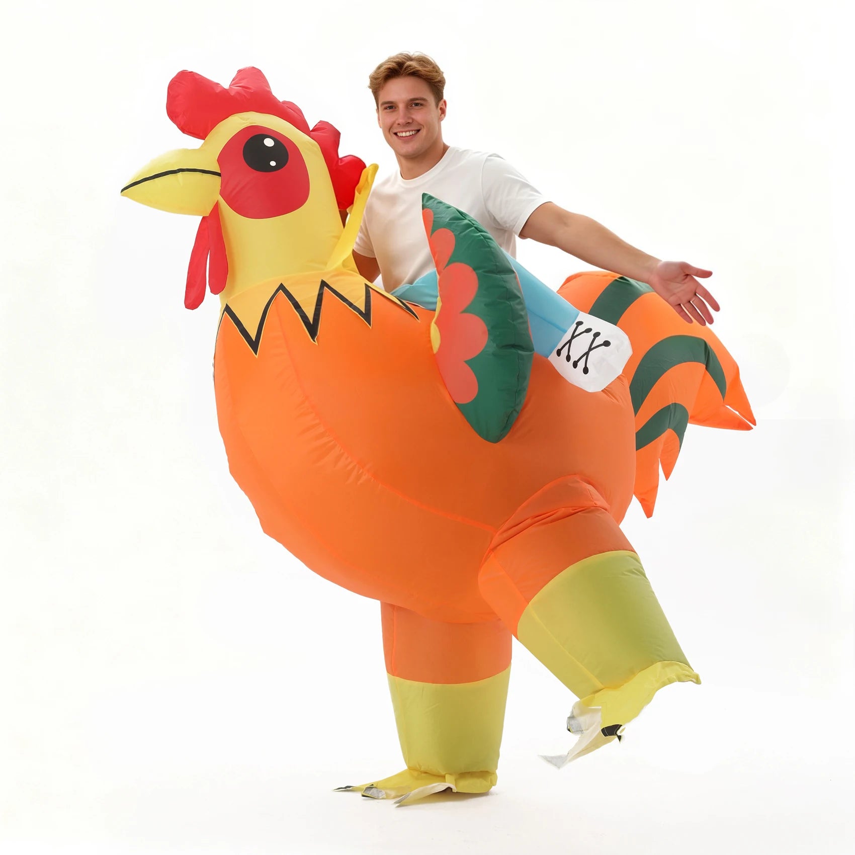 Déguisement coq gonflable ventilateur et boîtier inclus