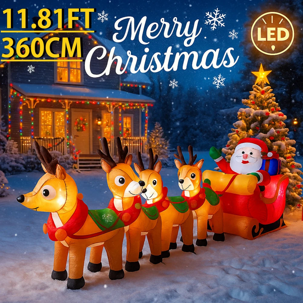 Décoration Noël gonflable de cour avec traîneau et renne 3,1 m