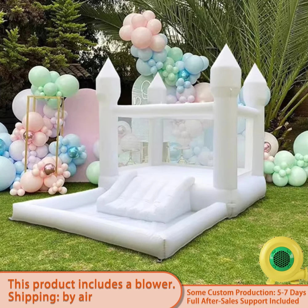 Château gonflable blanc enfants jouent PVC