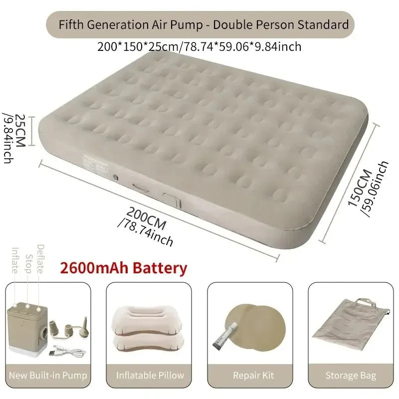 Matelas de camping gonflable en situation de glamping