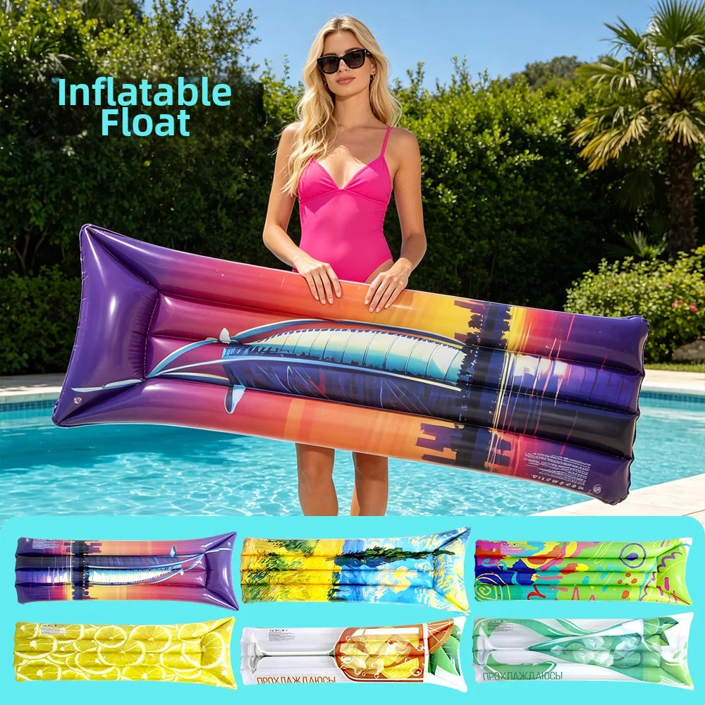 Matelas flottant gonflable design graffiti coloré en piscine bleue