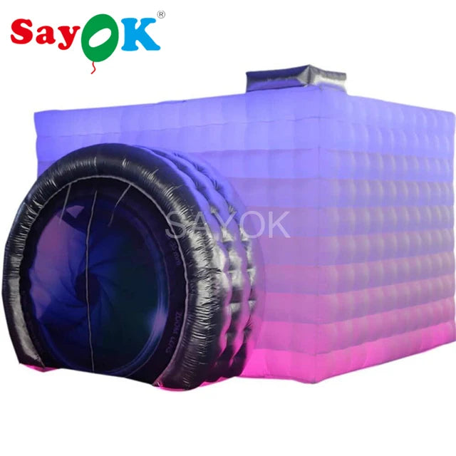 Vue d'ensemble de la cabine photo gonflable cube LED