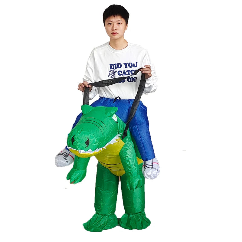 Costume gonflable crocodile équitation adulte vue principale