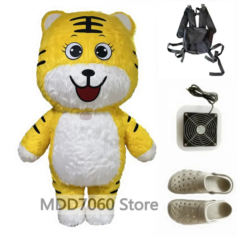 Costume gonflable mascotte animaux rangé après utilisation