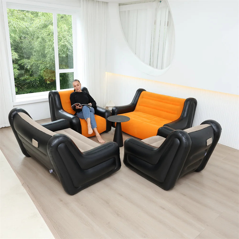 Canapé gonflable pliant utilisé comme couchage d'appoint