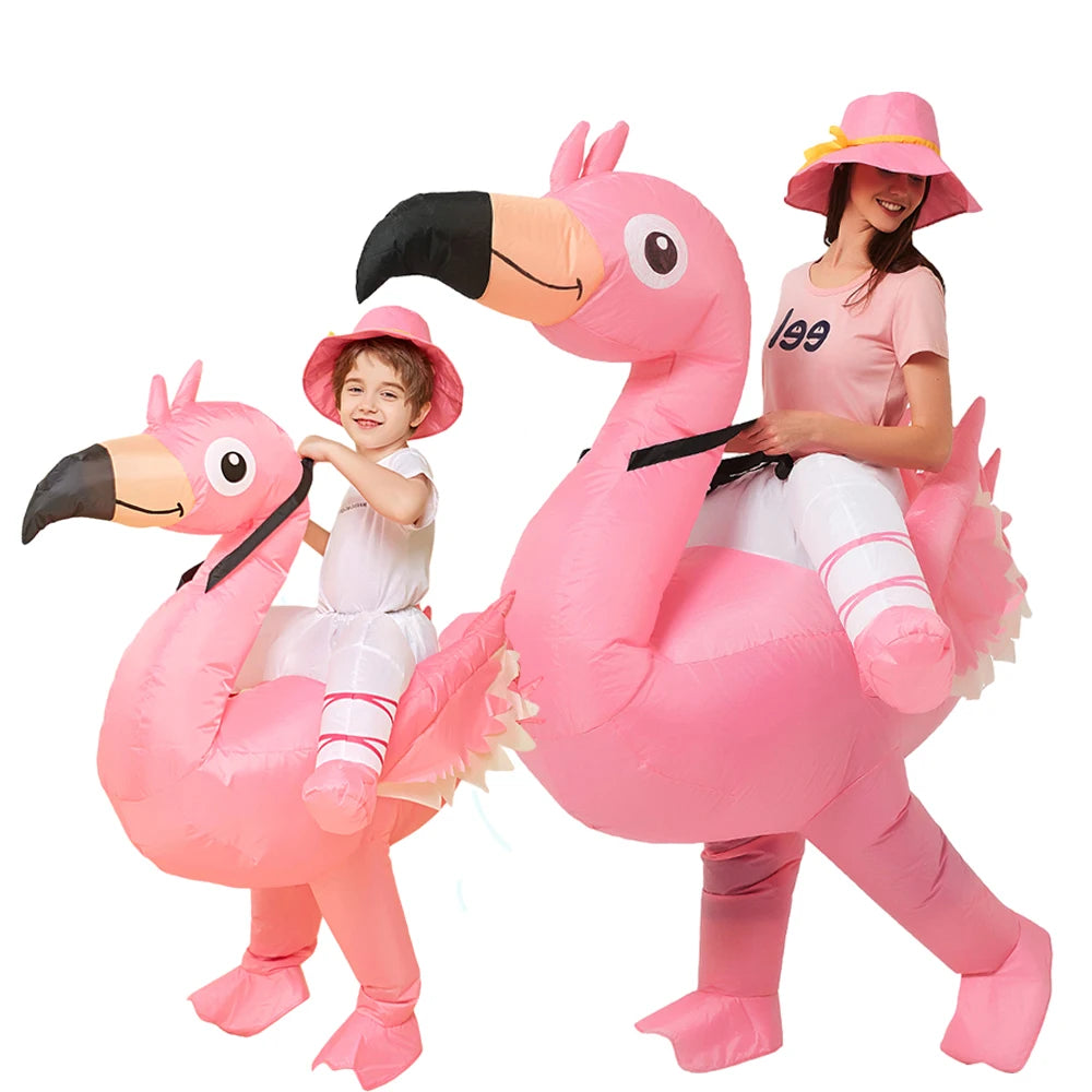 Costume gonflable flamant rose adulte vue de face