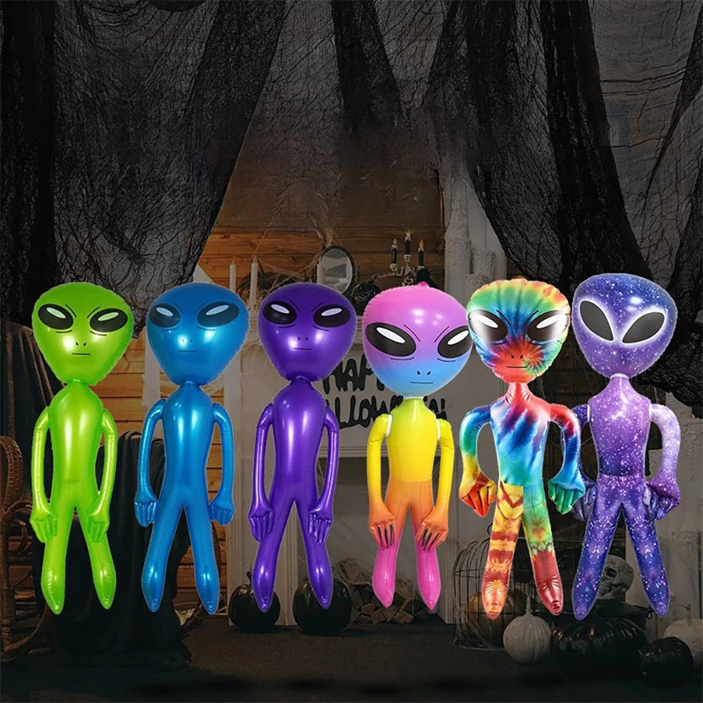 Décoration gonflable OVNI extraterrestre géant multicolore 125 cm