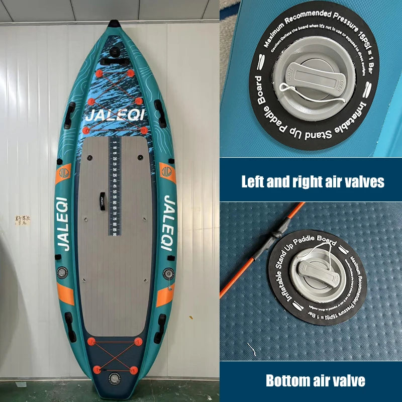 Kayak gonflable de pêche prêt à la navigation