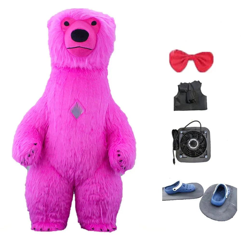 Vue de dos du costume gonflable ours polaire géant