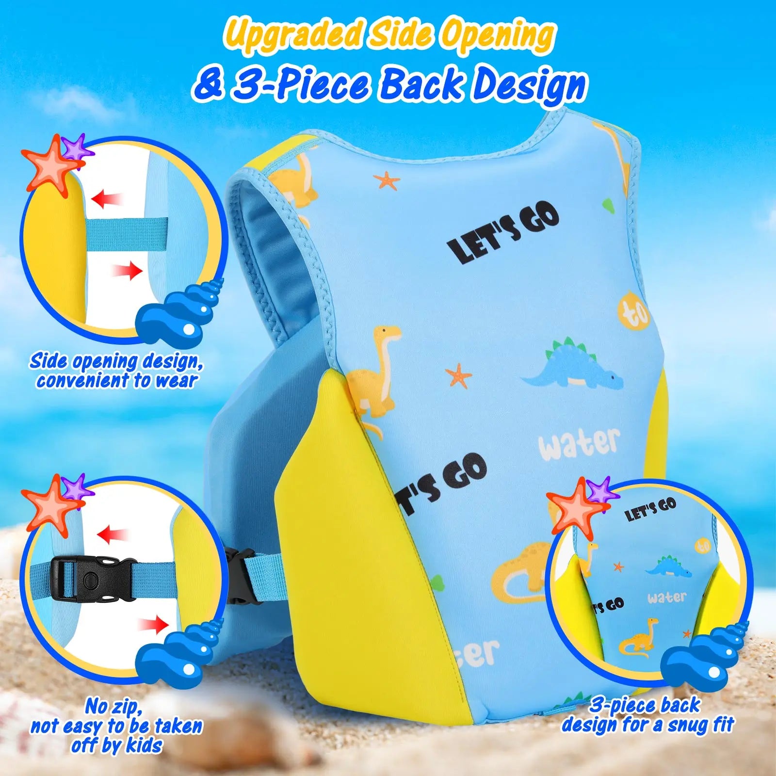 Gilet de bain tout-petit motif requin bleu