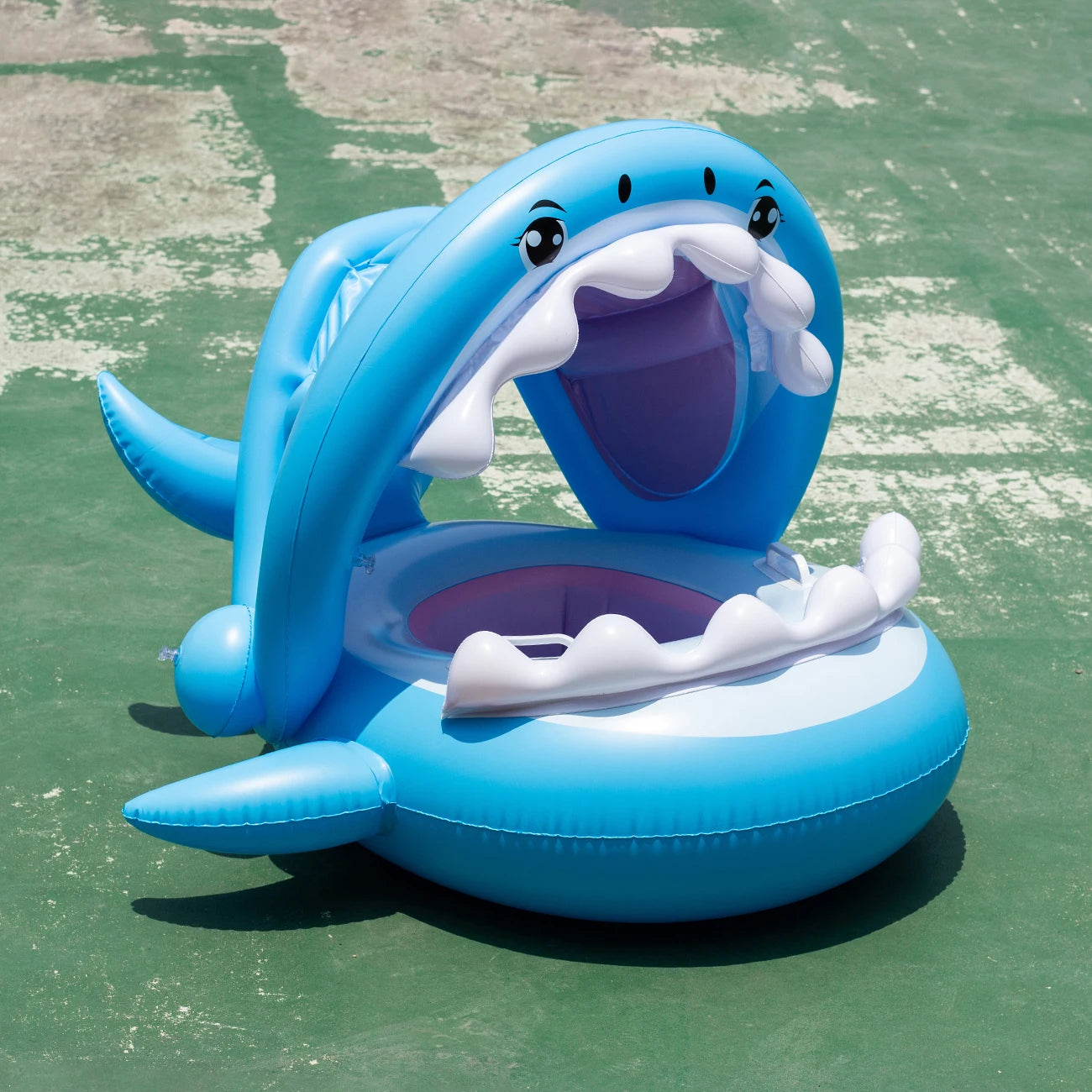 Bouée gonflable requin siège flottant bleu pour enfants piscine