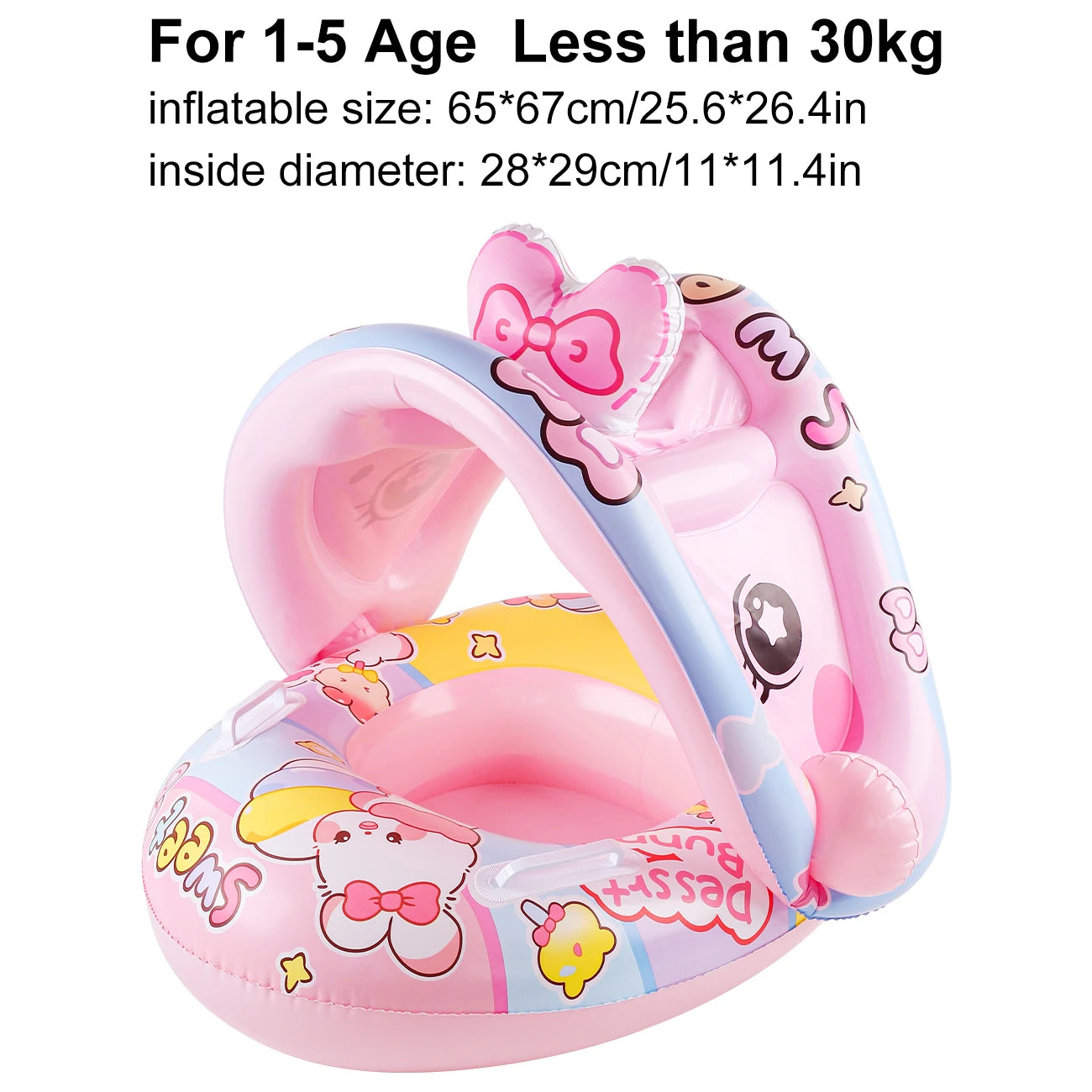 Flotteur lapin rose gonflable plage utilisation