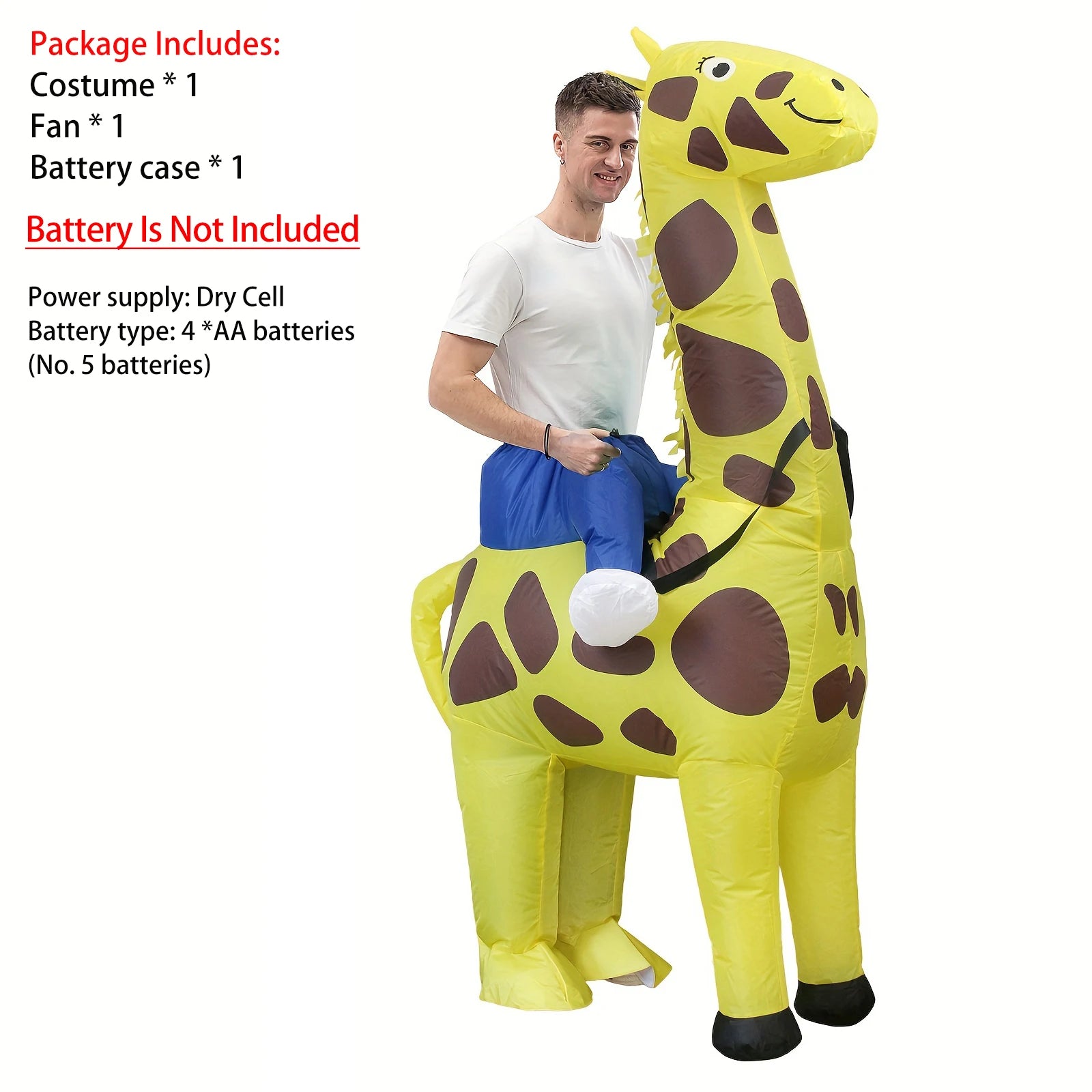 Déguisement gonflable girafe cavalier accessoires inclus