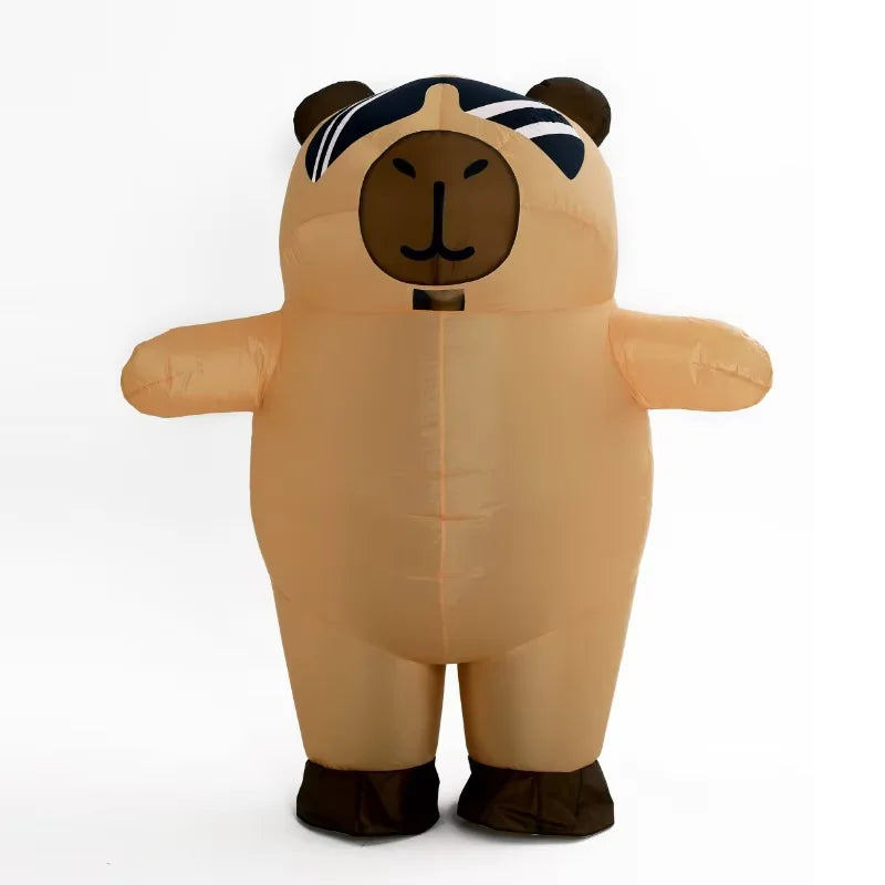 Vue de dos du costume gonflable mascotte adulte