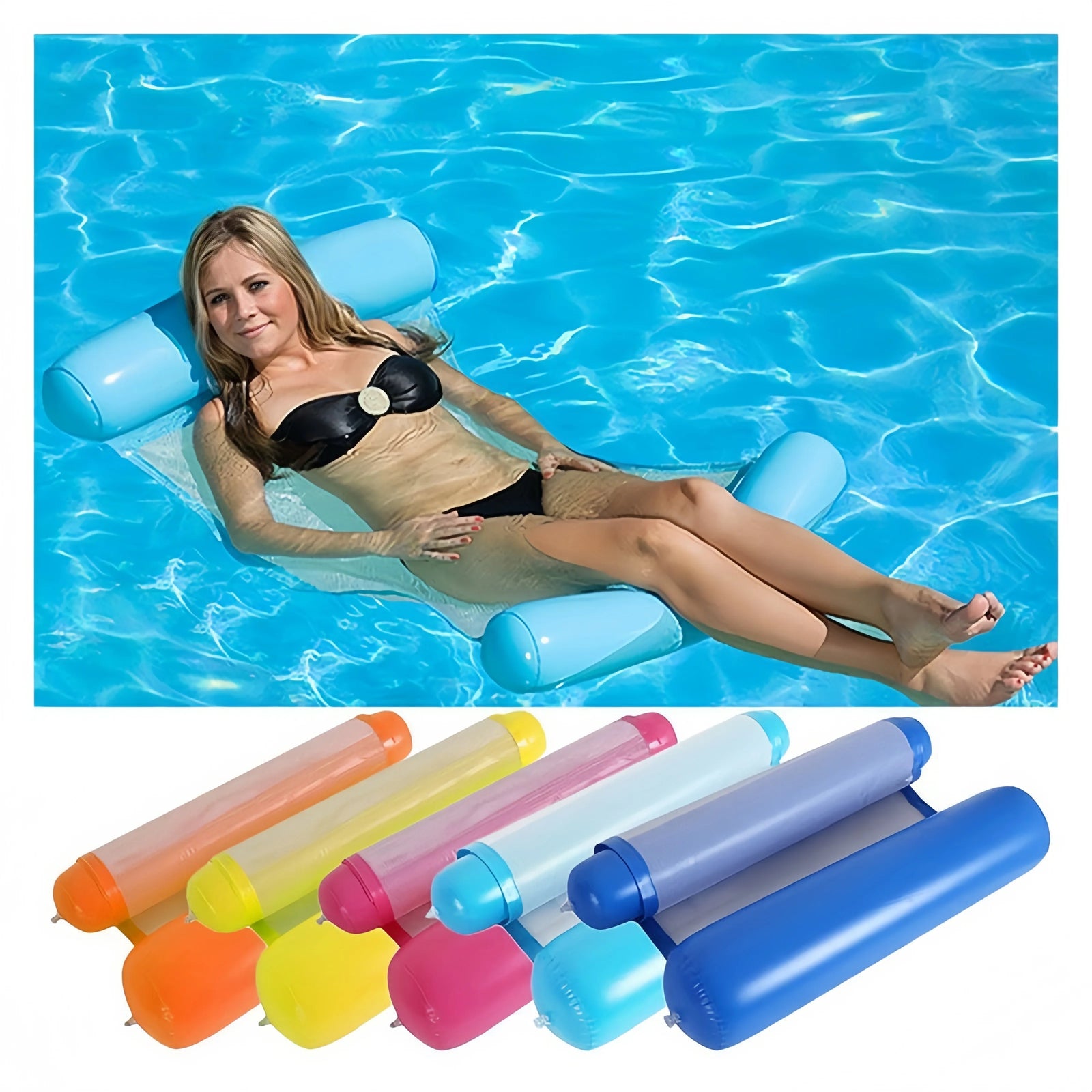 Canapé gonflable hamac multicolore en piscine