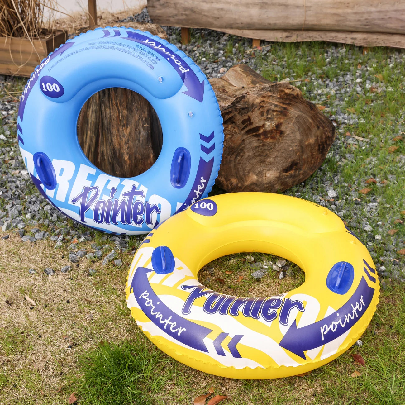 Détail de la double couronne de la bouée gonflable