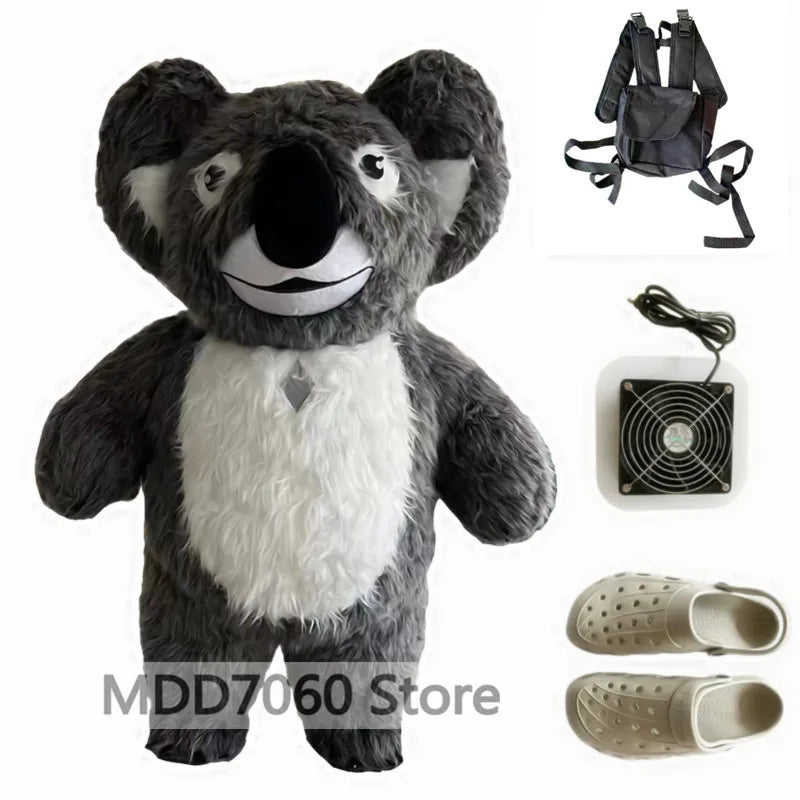 Costume gonflable mascotte pingouin vue de dos