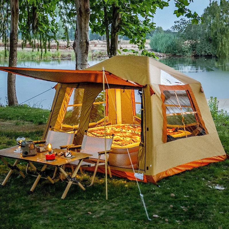 Tente gonflable cabine montée en pleine nature