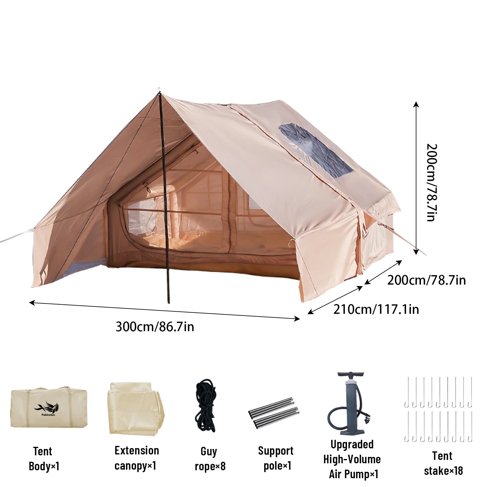 Tente gonflable luxe repliée pour transport