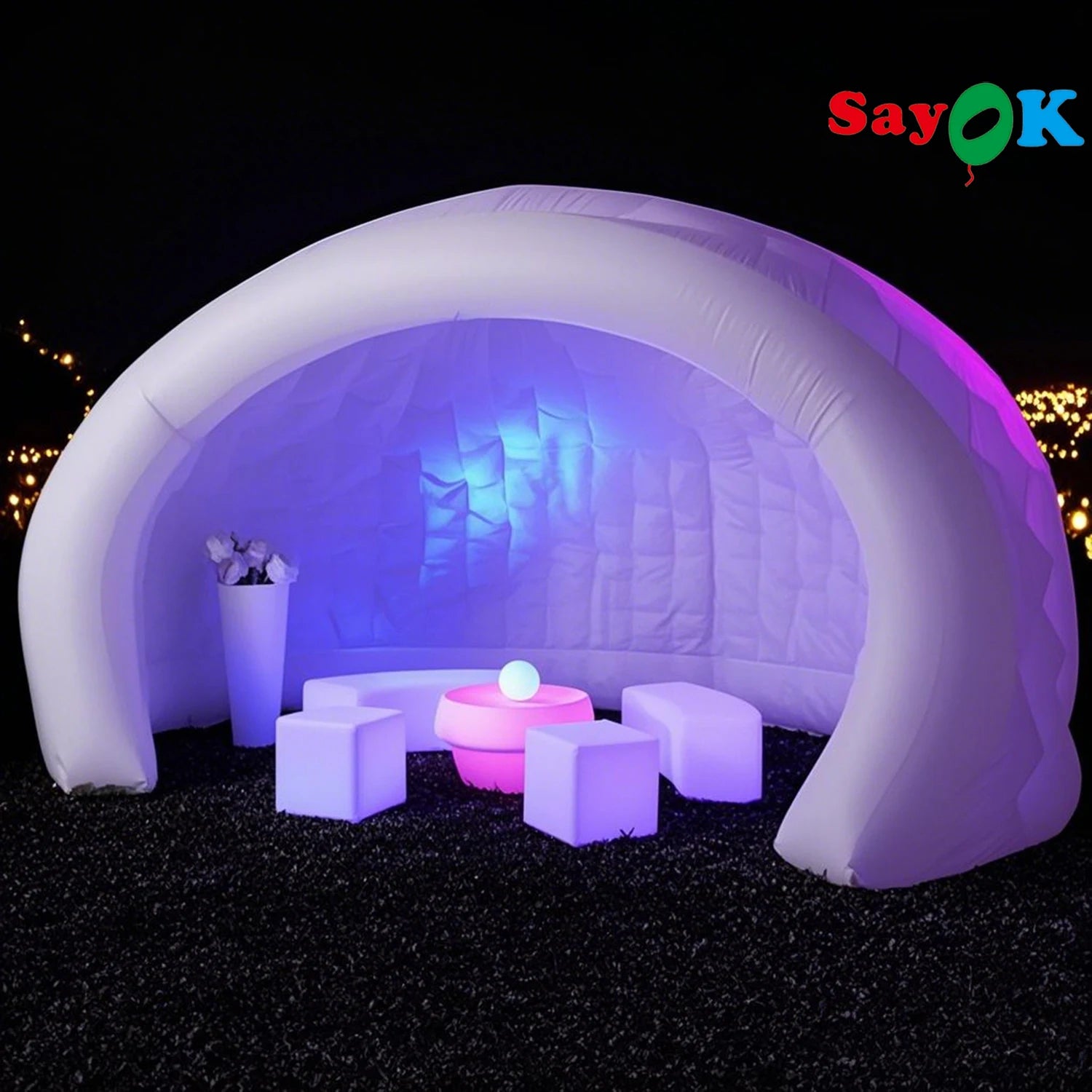 Tente gonflable dôme igloo avec éclairage LED