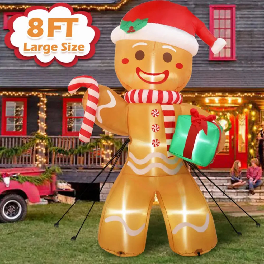 Décoration gonflable Noël 2,4 m pelouse de nuit LED