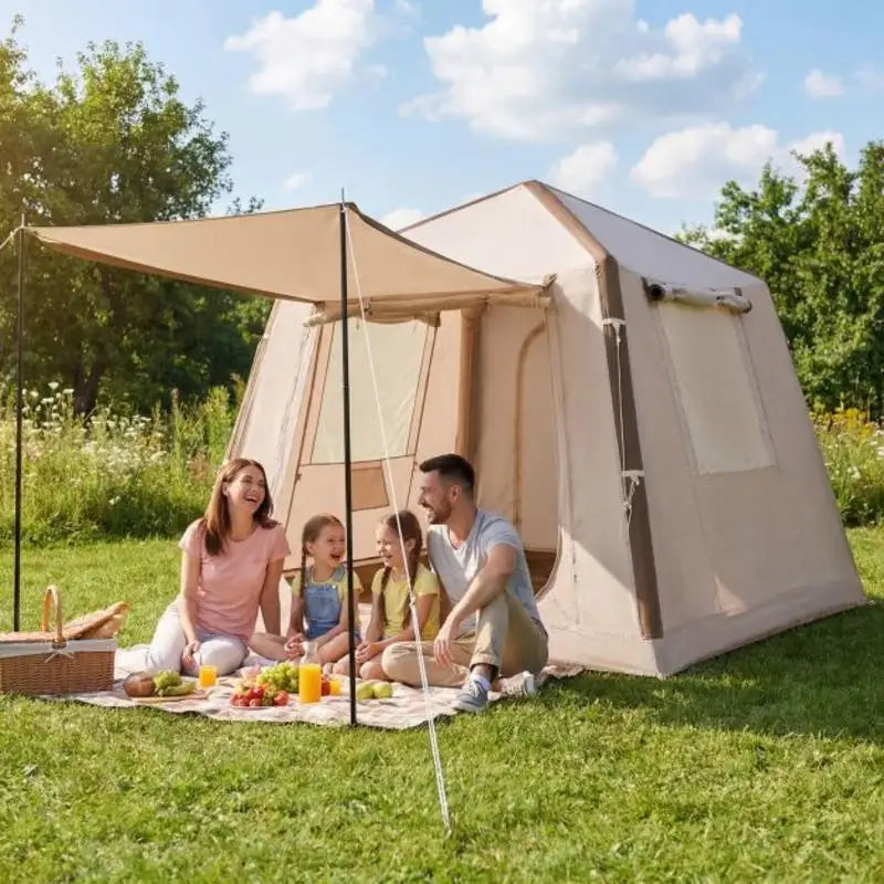 Intérieur spacieux tente gonflable famille avec espace de vie