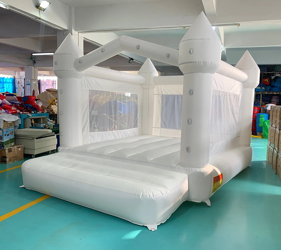 Détail du tissu nylon du château gonflable blanc