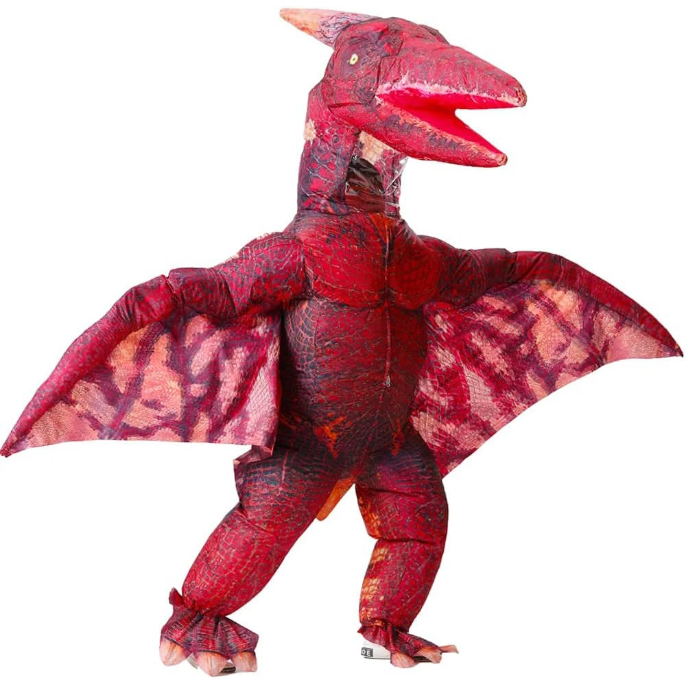 Ptérodactyle gonflable rouge détail ailes cosplay