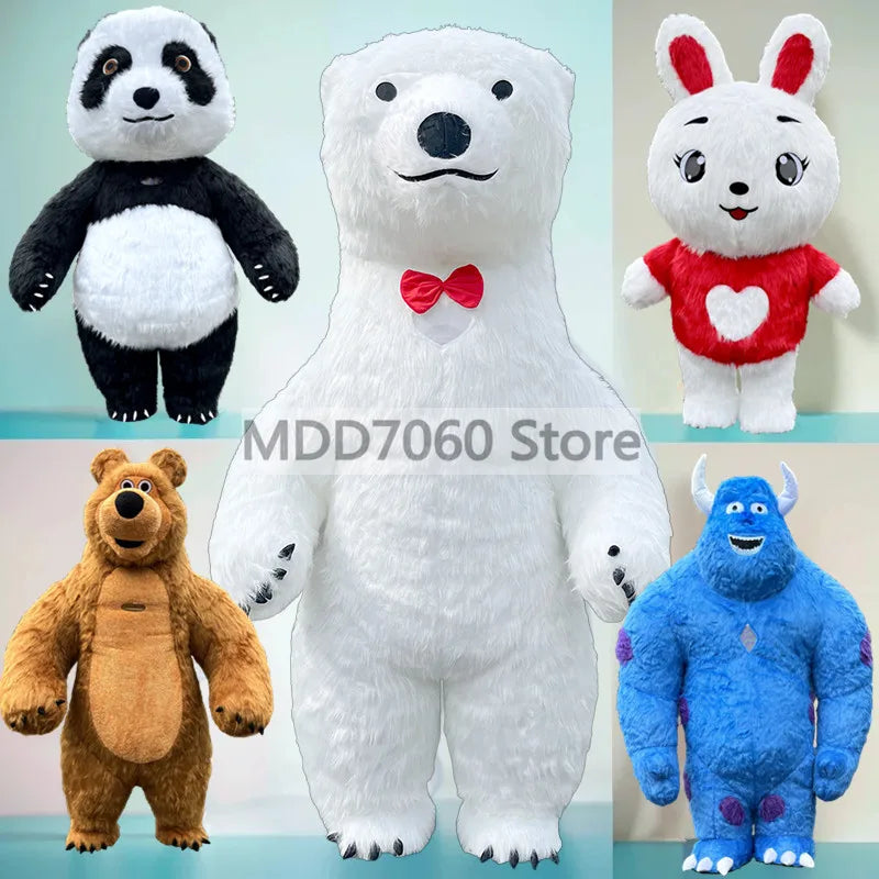 Costume gonflable mascotte ours polaire vue de face