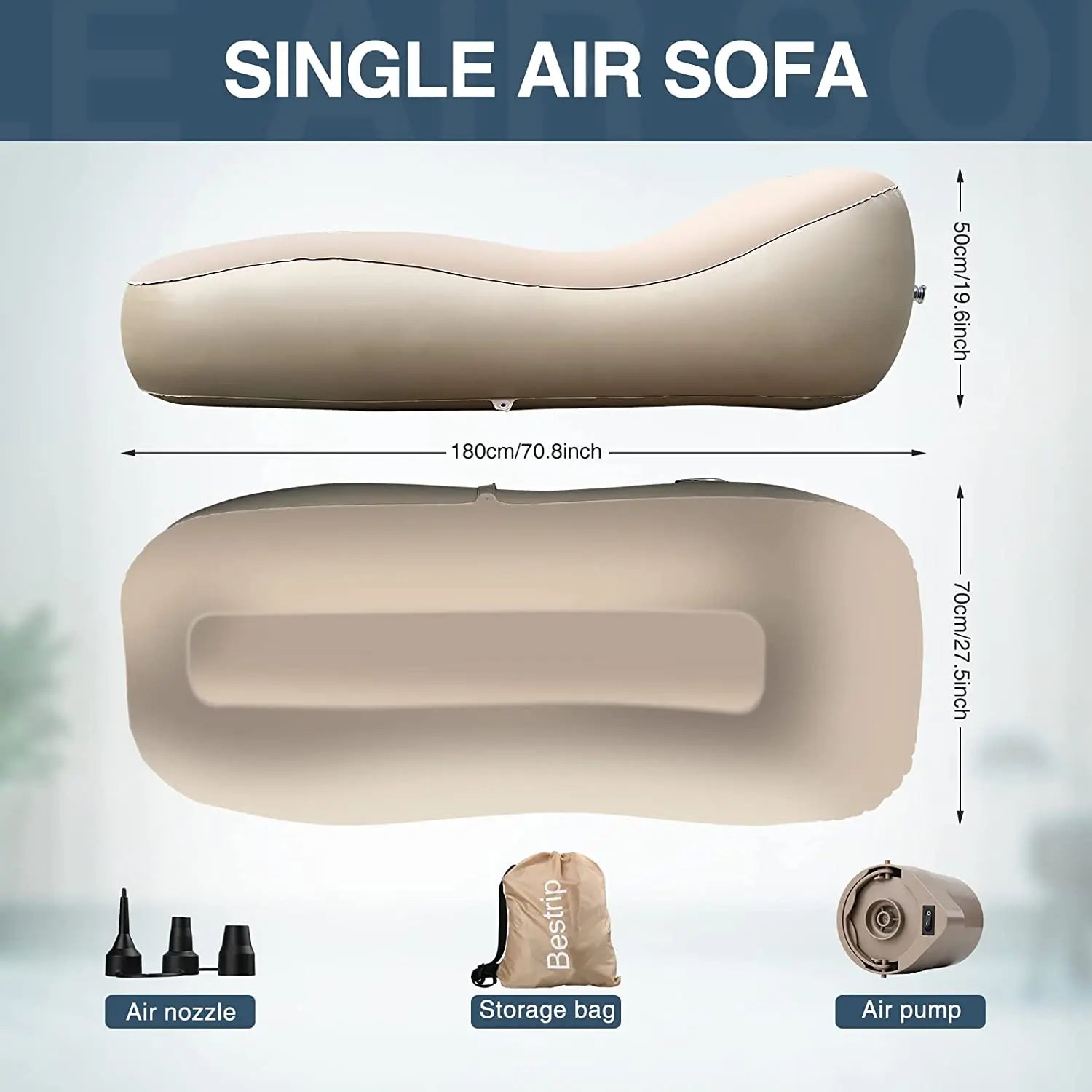 Canapé gonflable convertible coloris Kaki