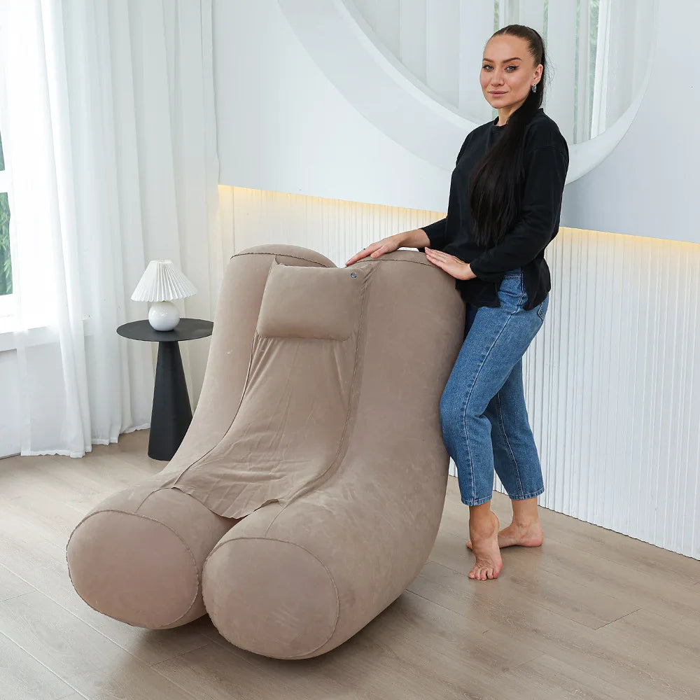 Canapé gonflable kaki plié pour le camping