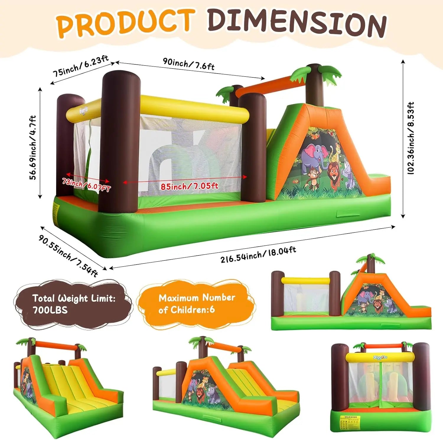 Grande structure gonflable multifonction pour fêtes d’anniversaire