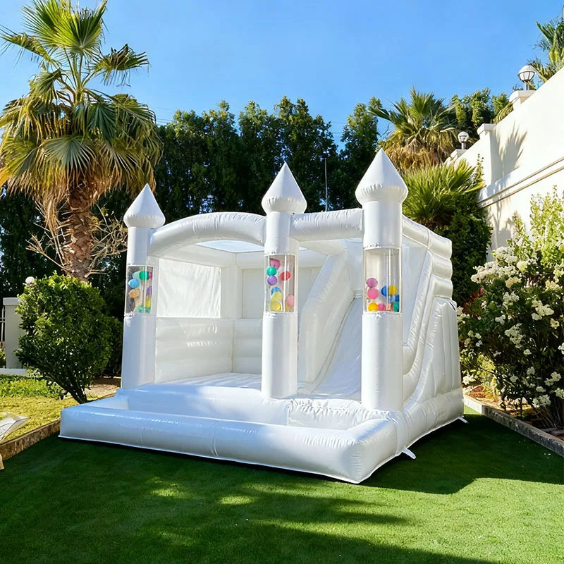 Château gonflable blanc 450x450x380cm dimensions